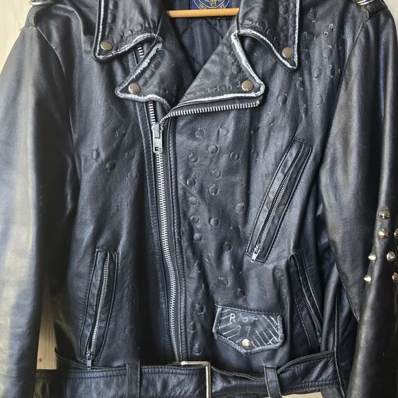 Vintage Golden Boy Leather Jacket 80s-90s Punk Mens - Picture 5 of 16